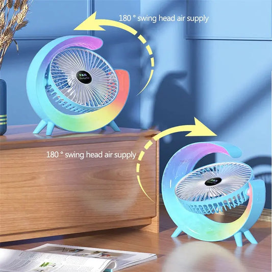 New Bright Night Light Charging Fan Desktop Silent Mini Electric Fan Portable Fan USB Vincent