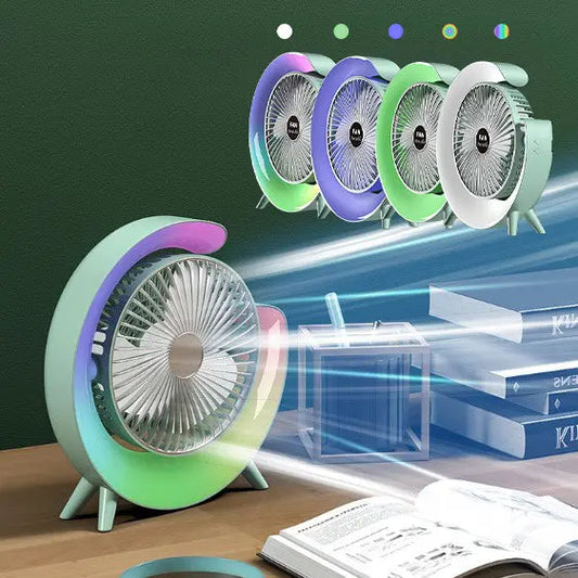 New Bright Night Light Charging Fan Desktop Silent Mini Electric Fan Portable Fan USB Vincent
